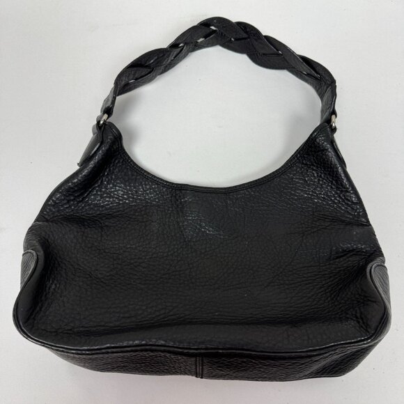 Talbots Black Leather Braided Strap Shoulder Bag Zip Closure & Inner Pocket - Picture 2 of 8